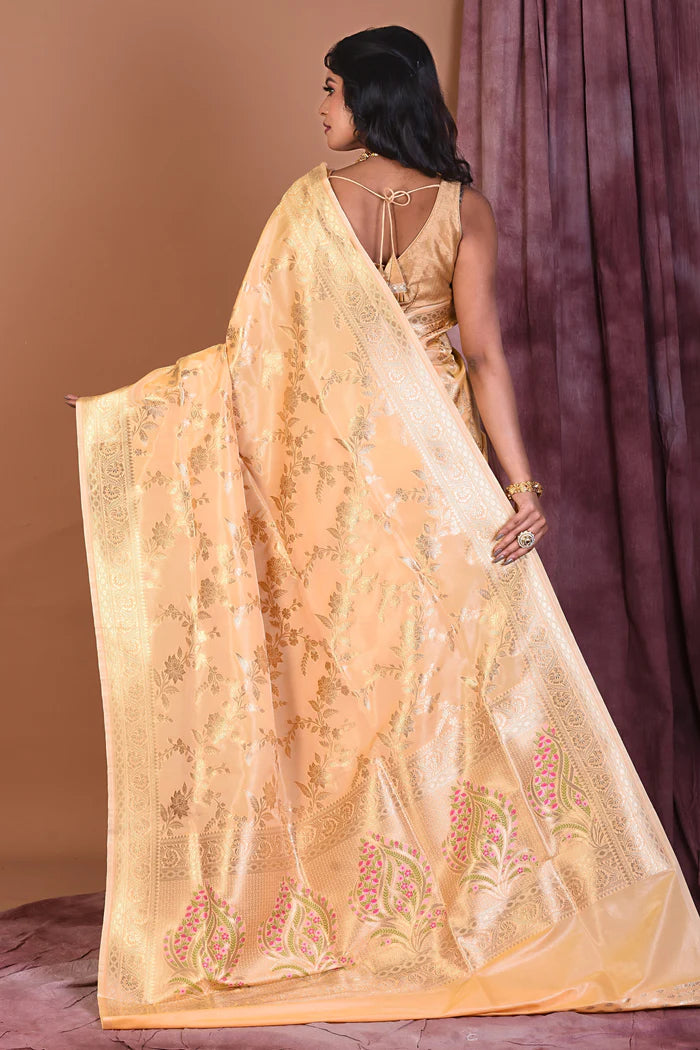 Beige Blended Silk Saree with Zari Work - Keya Seth Exclusive