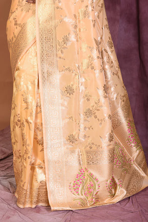 Beige Blended Silk Saree with Zari Work - Keya Seth Exclusive