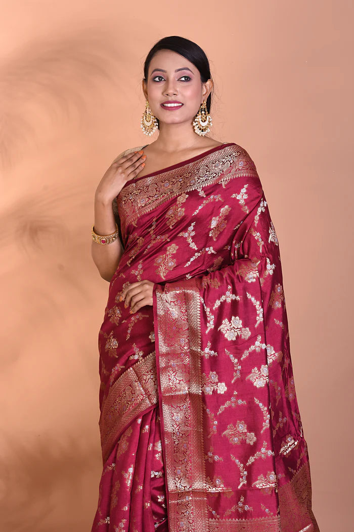 Pure Wine Chiniya Silk Saree - Keya Seth Exclusive