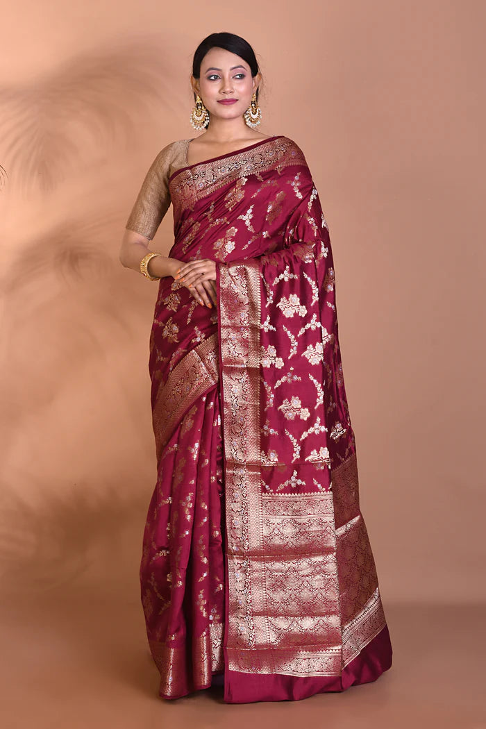 Pure Wine Chiniya Silk Saree - Keya Seth Exclusive
