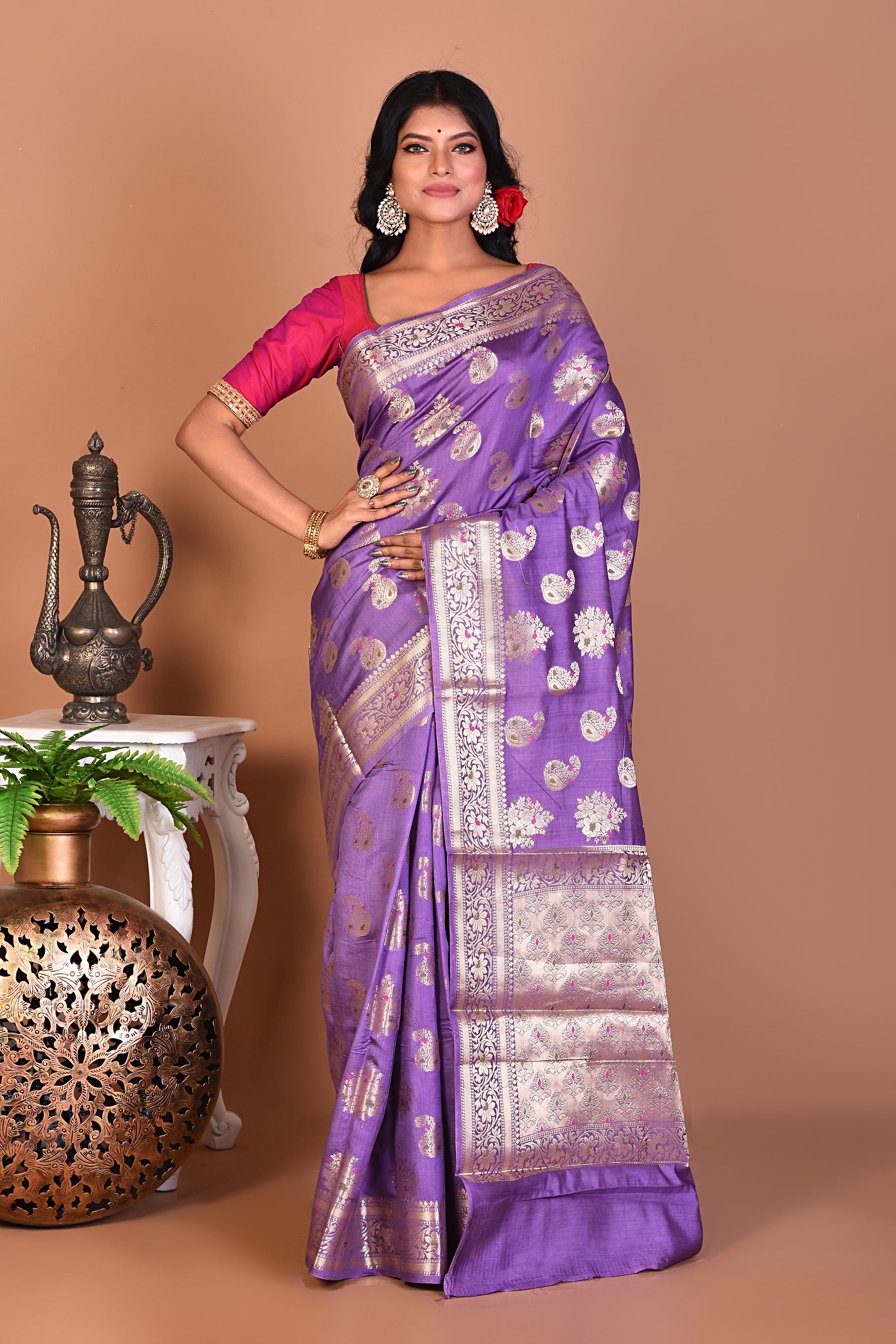 Beautiful Light Purple Pure Chiniya Saree - Keya Seth Exclusive