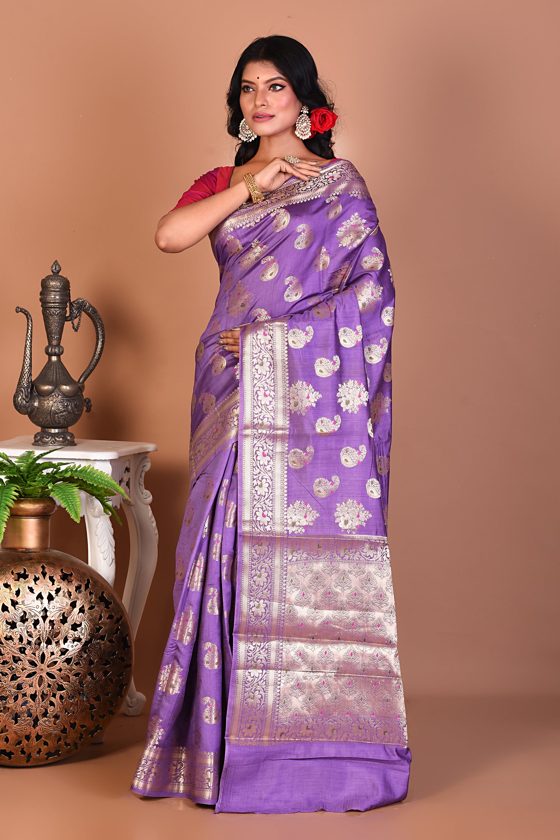 Beautiful Light Purple Pure Chiniya Saree - Keya Seth Exclusive