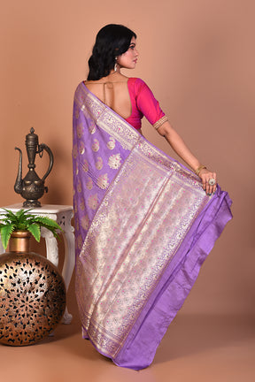 Beautiful Light Purple Pure Chiniya Saree - Keya Seth Exclusive