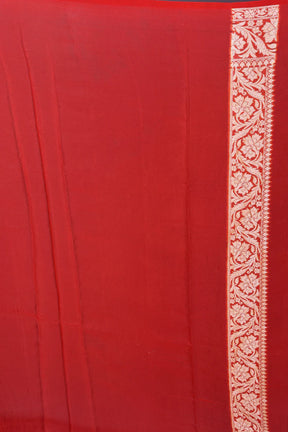 Red Pure Georgette Khaddi Saree - Keya Seth Exclusive