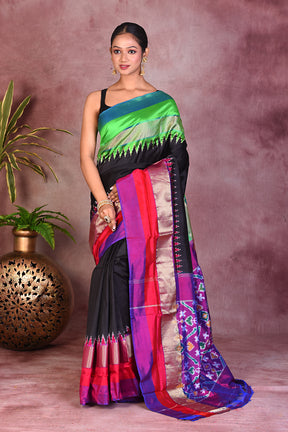 Black Ikkat Pure Silk Saree - Keya Seth Exclusive