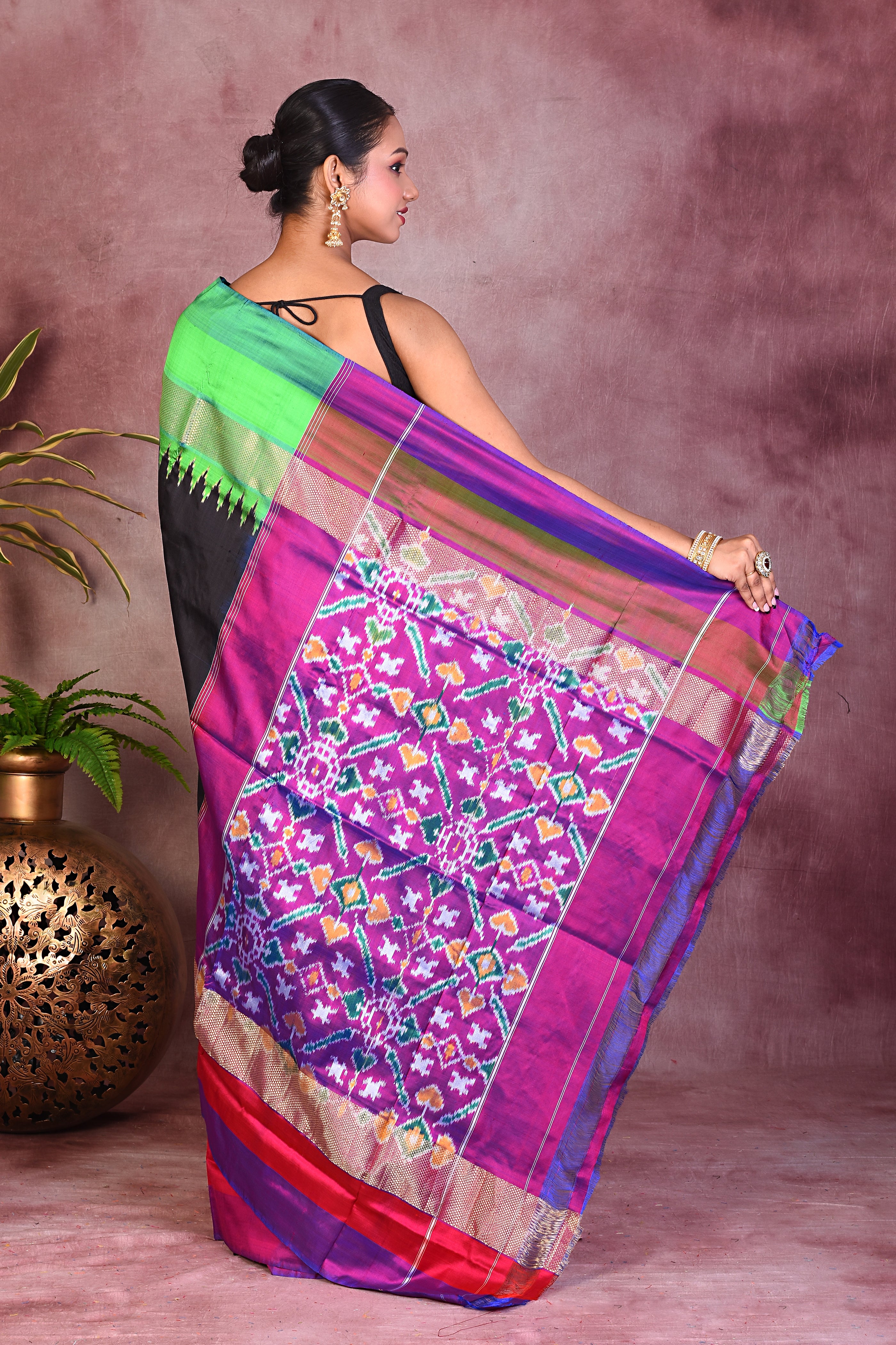 Black Ikkat Pure Silk Saree - Keya Seth Exclusive