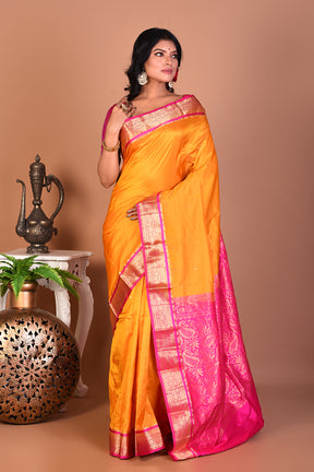 Yellow Blended Kanjivaram Silk Saree - Keya Seth Exclusive