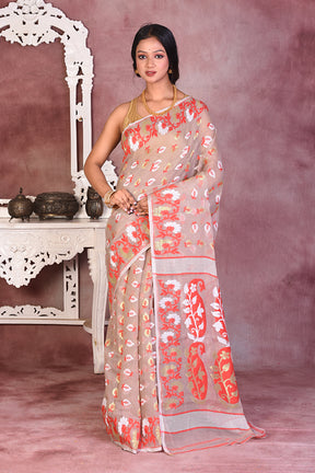 Elegant Grey Jamdani Saree - Keya Seth Exclusive