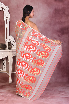 Elegant Grey Jamdani Saree - Keya Seth Exclusive