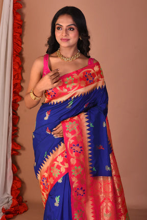 Blue Blended Paithani Silk Saree - Keya Seth Exclusive