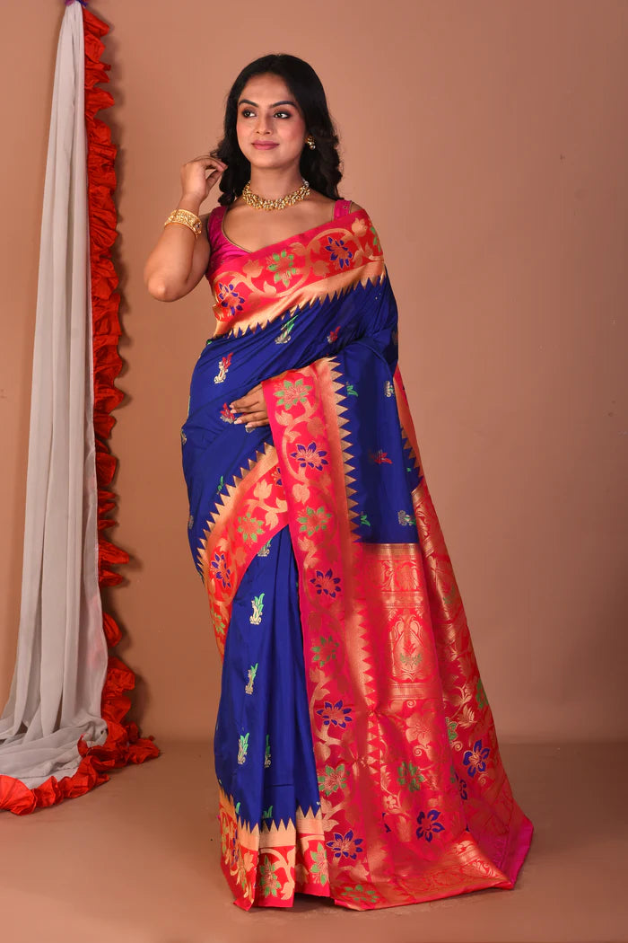Blue Blended Paithani Silk Saree - Keya Seth Exclusive