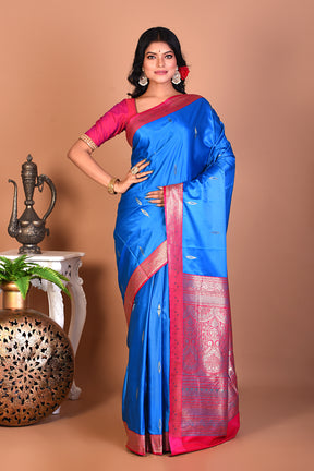 Blue Satin Silk Saree - Keya Seth Exclusive