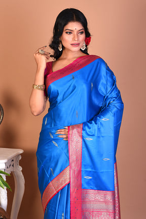 Blue Satin Silk Saree - Keya Seth Exclusive