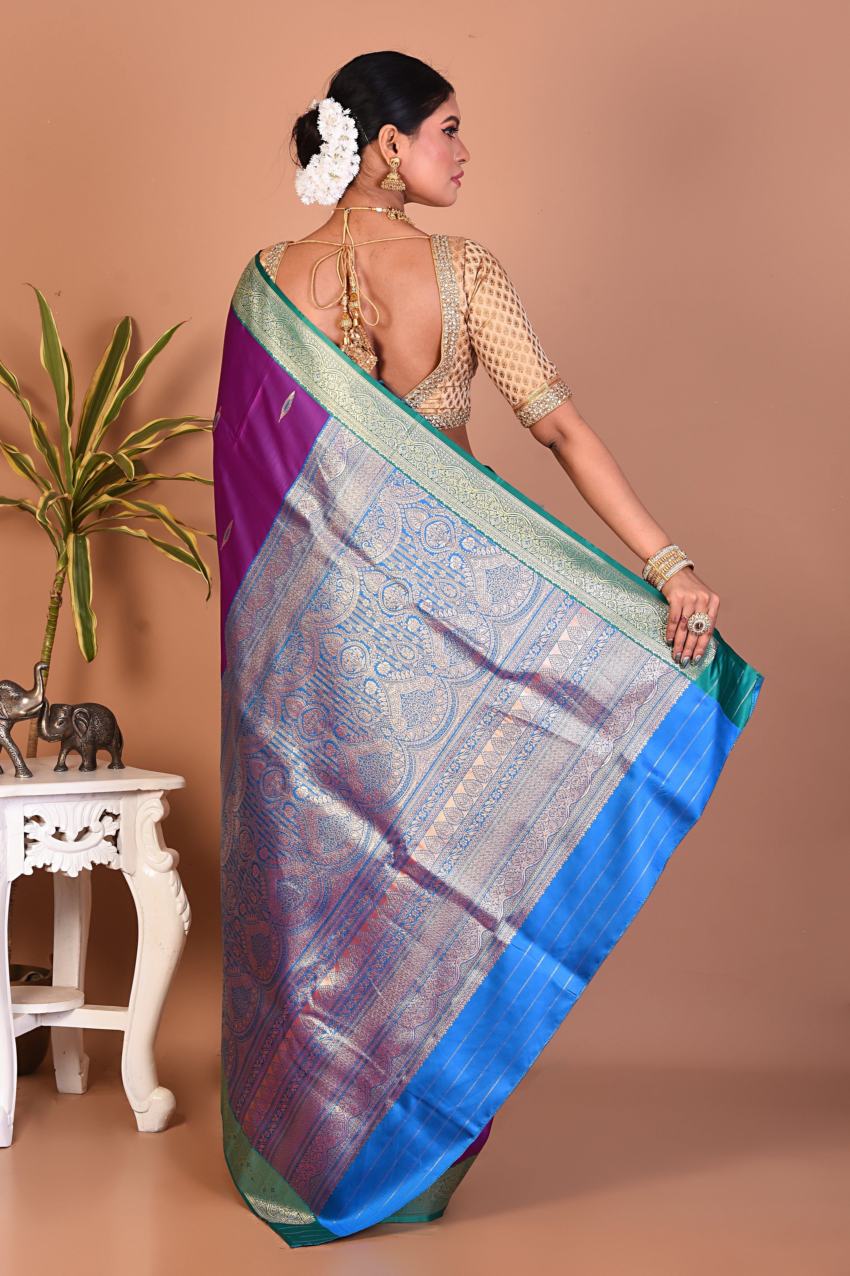 Purple Blended Katan Silk Saree - Keya Seth Exclusive