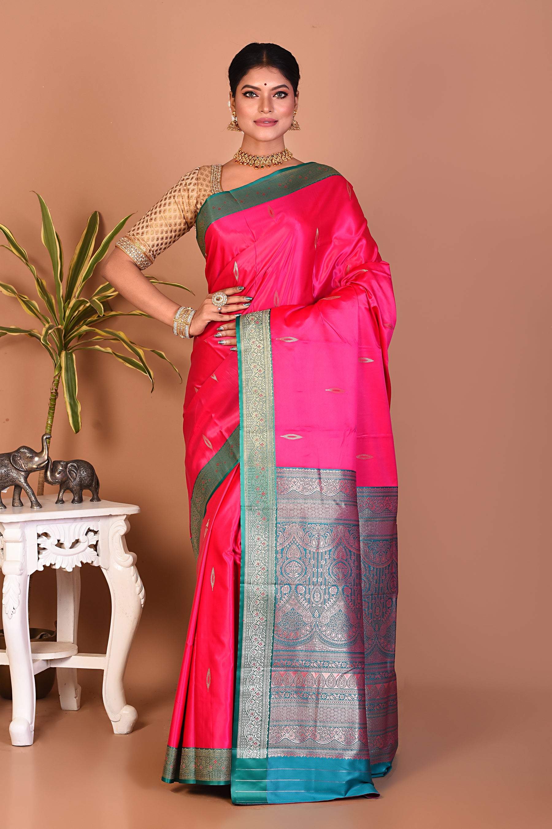 Pink Blended Katan Silk Saree - Keya Seth Exclusive