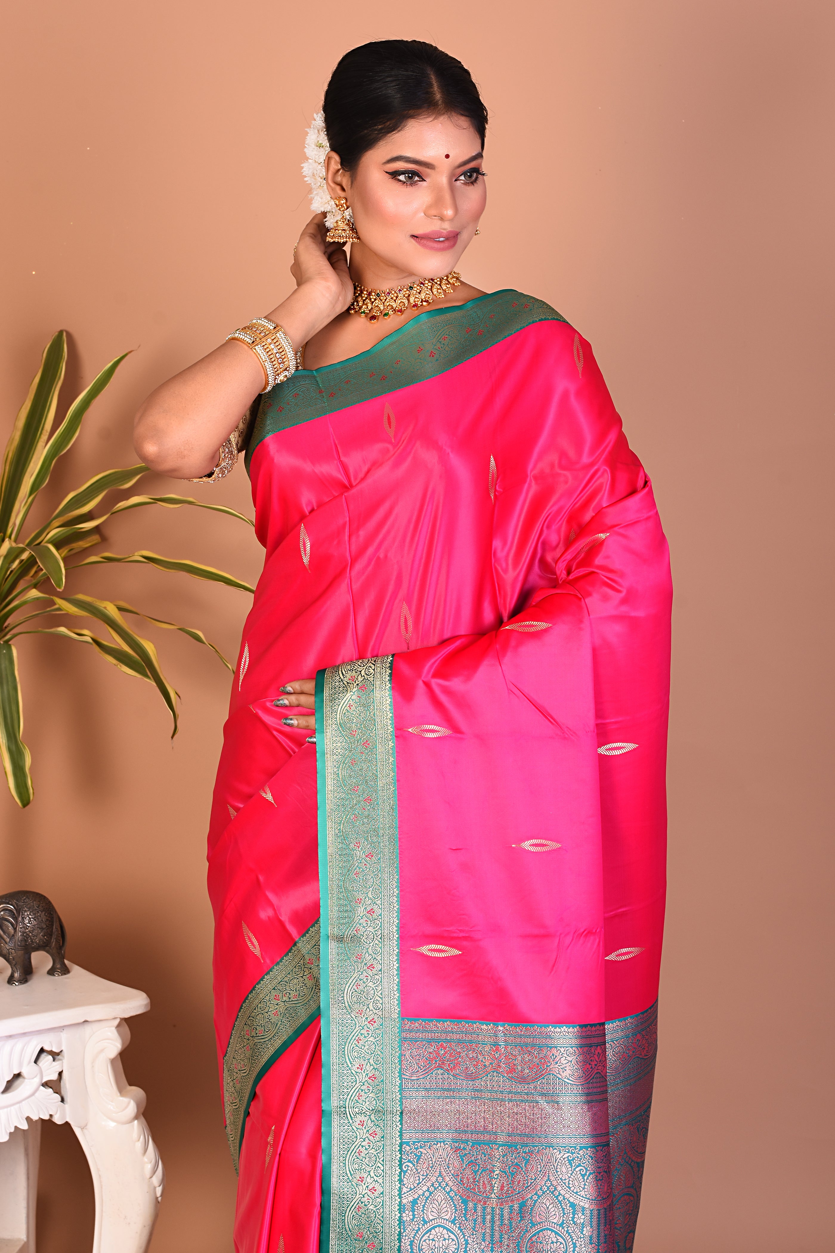 Pink Blended Katan Silk Saree - Keya Seth Exclusive