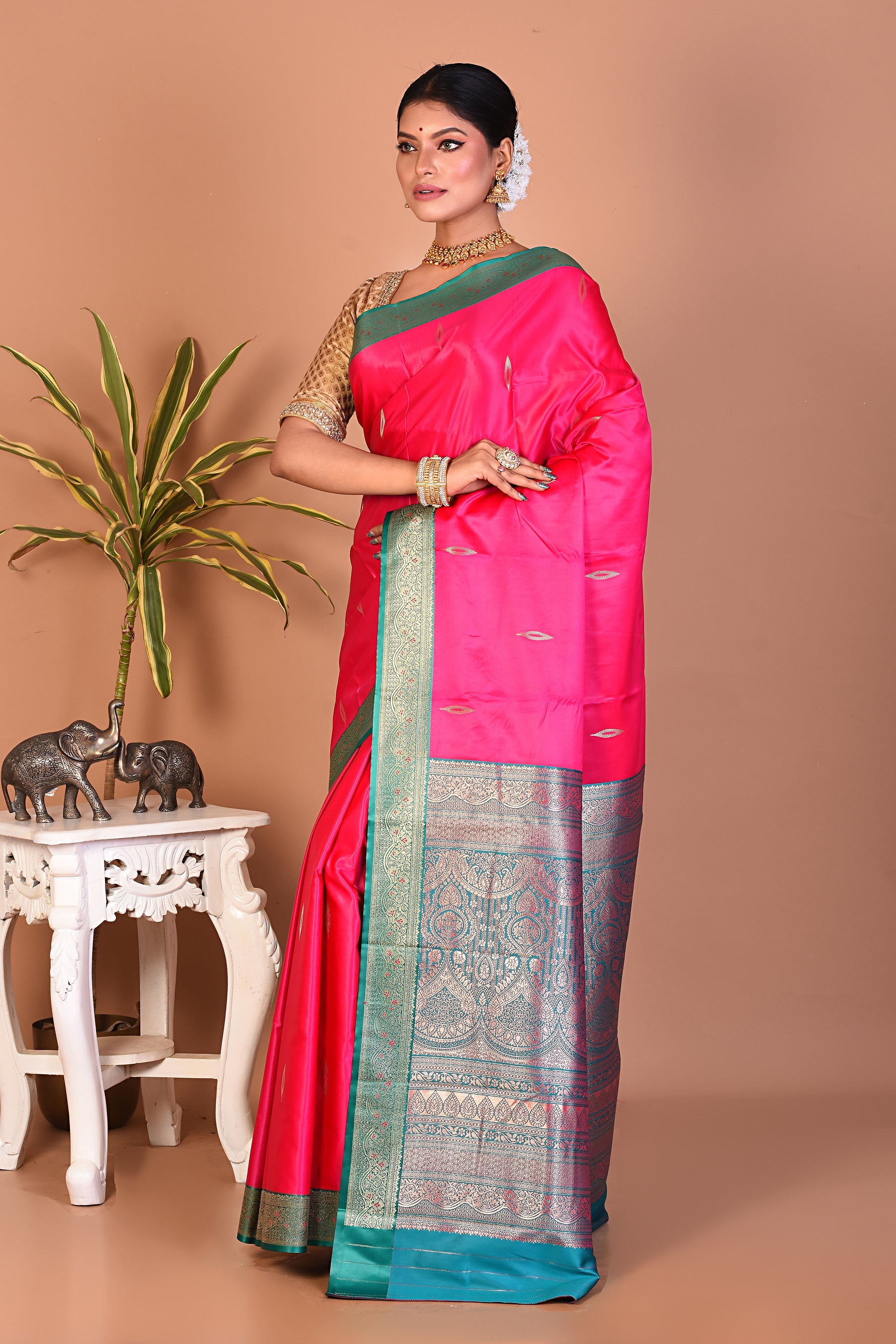 Pink Blended Katan Silk Saree - Keya Seth Exclusive