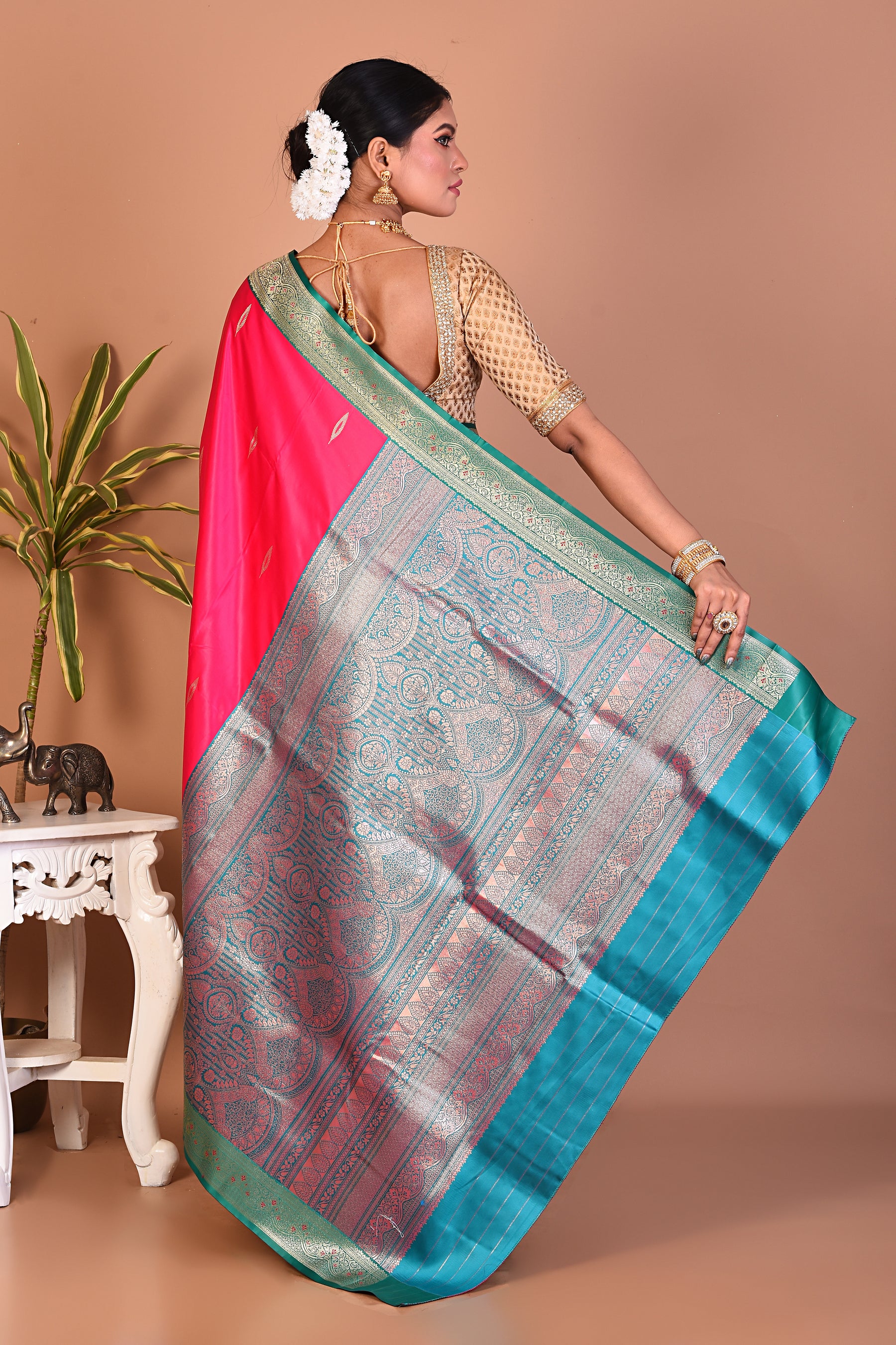 Pink Blended Katan Silk Saree - Keya Seth Exclusive