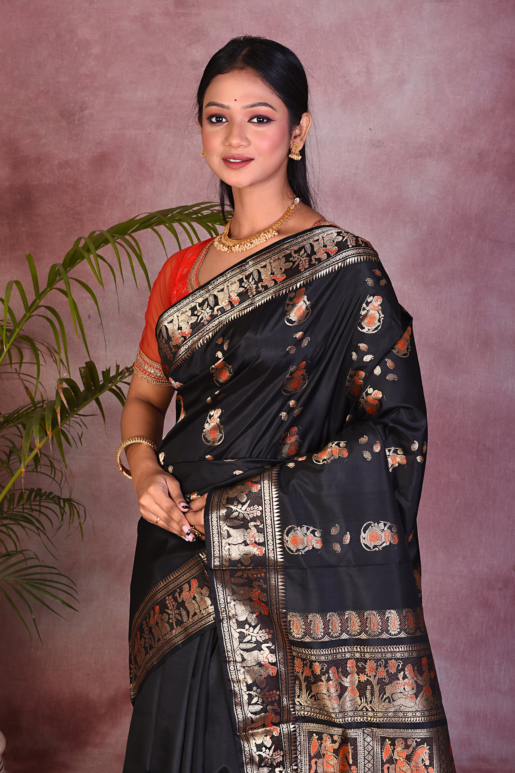 Elegant Black Pure Baluchari Saree - Keya Seth Exclusive