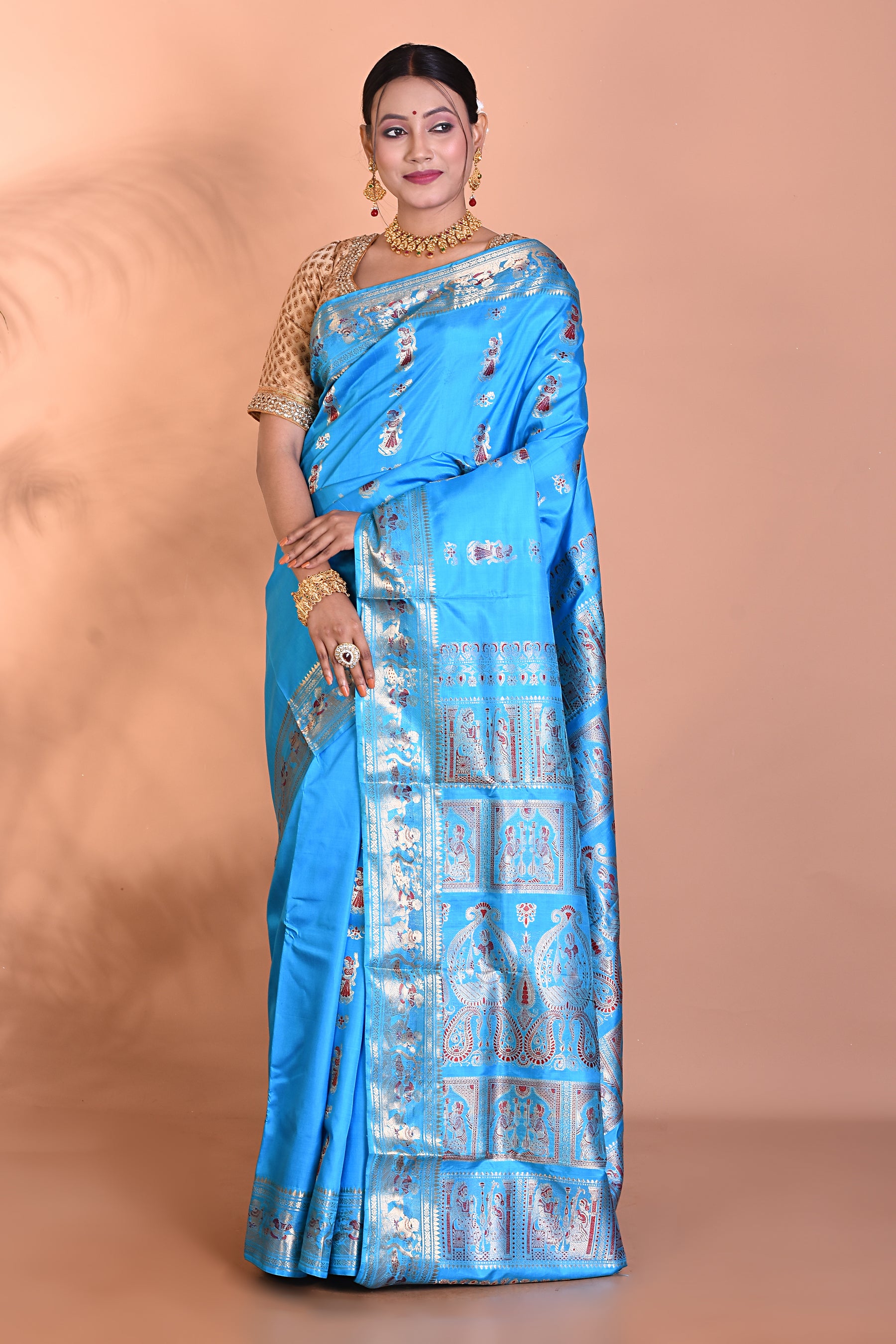 Blue Baluchari Pure Silk Saree - Keya Seth Exclusive