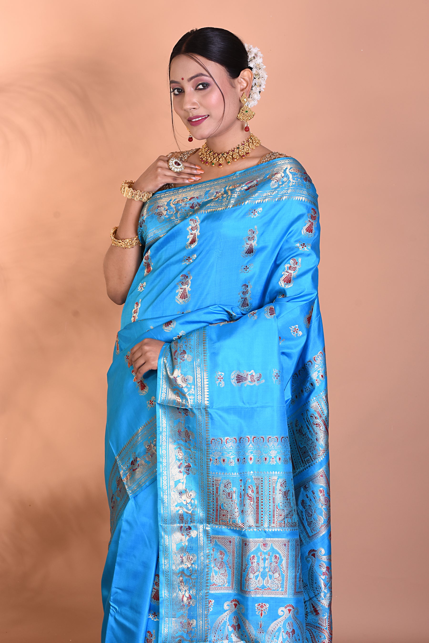 Blue Baluchari Pure Silk Saree - Keya Seth Exclusive