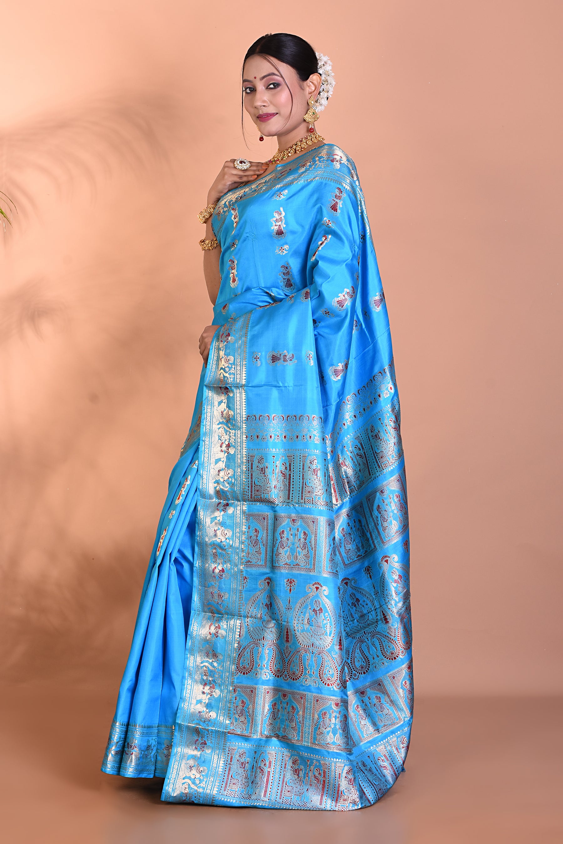 Blue Baluchari Pure Silk Saree - Keya Seth Exclusive