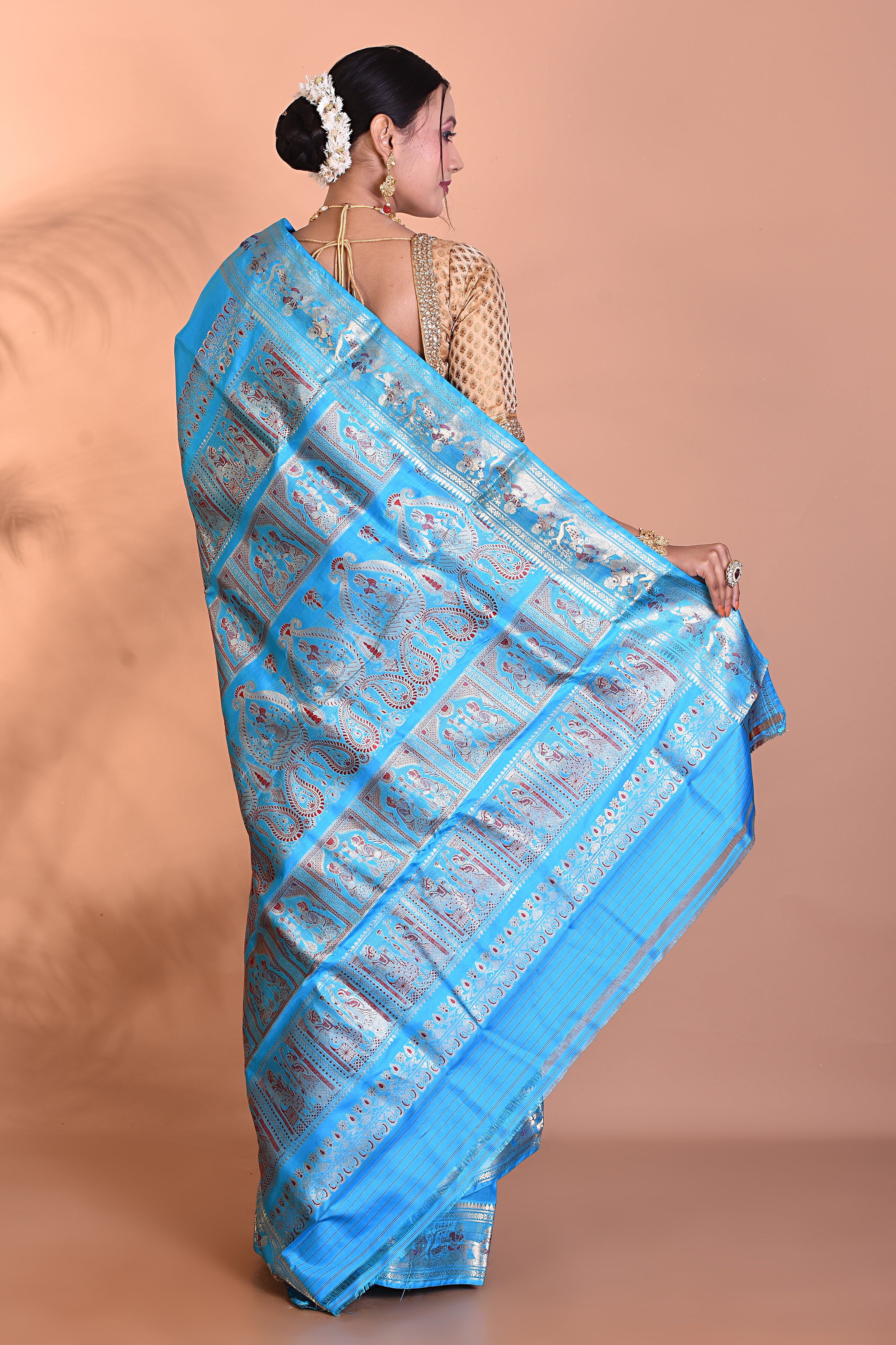 Blue Baluchari Pure Silk Saree - Keya Seth Exclusive