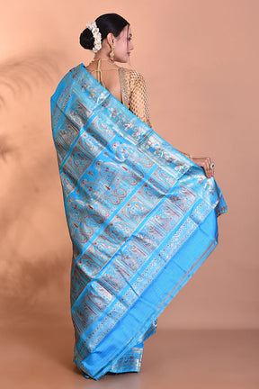 Blue Baluchari Pure Silk Saree - Keya Seth Exclusive
