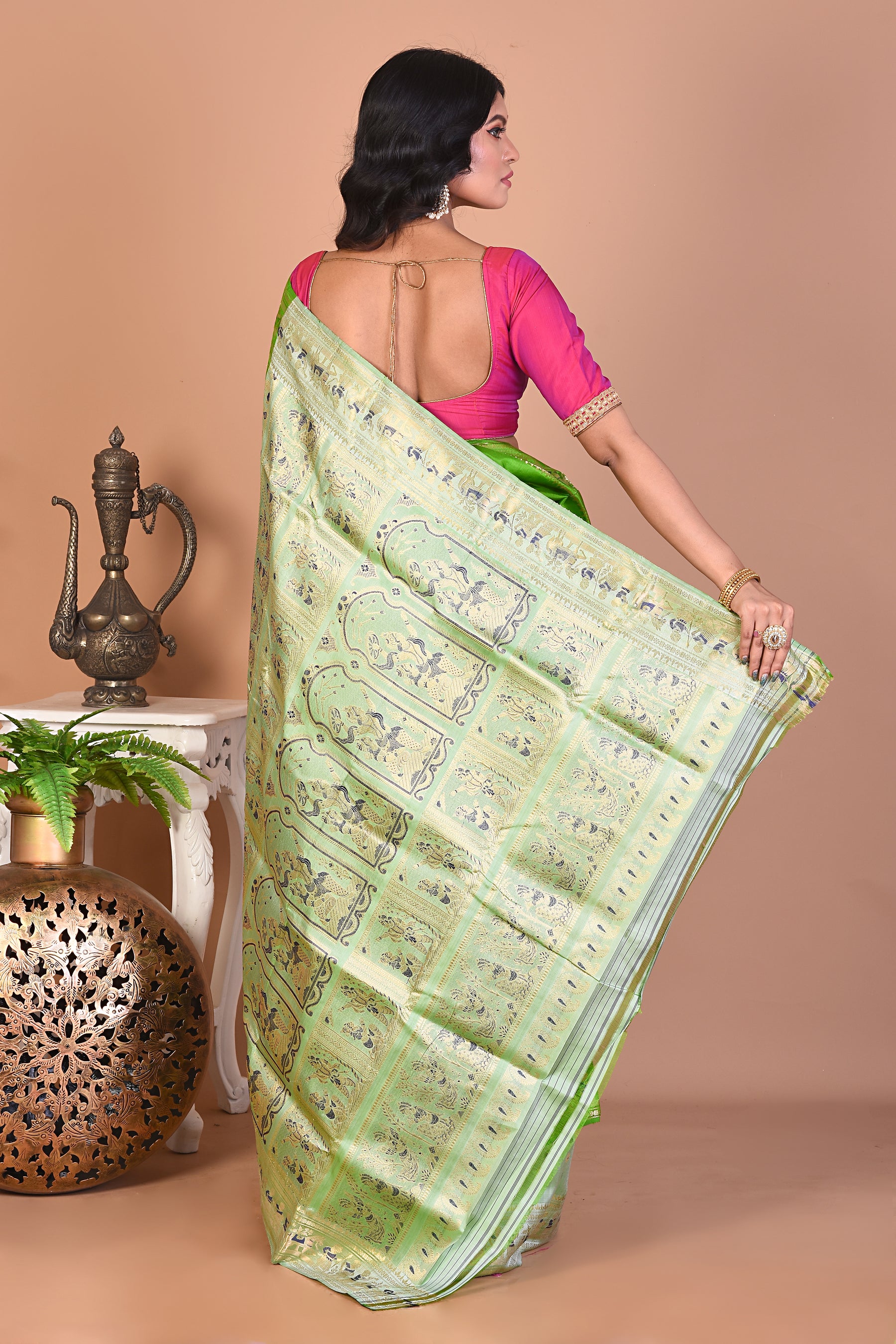 Elegant Light Green Pure Baluchari Saree - Keya Seth Exclusive