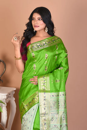 Elegant Light Green Pure Baluchari Saree - Keya Seth Exclusive