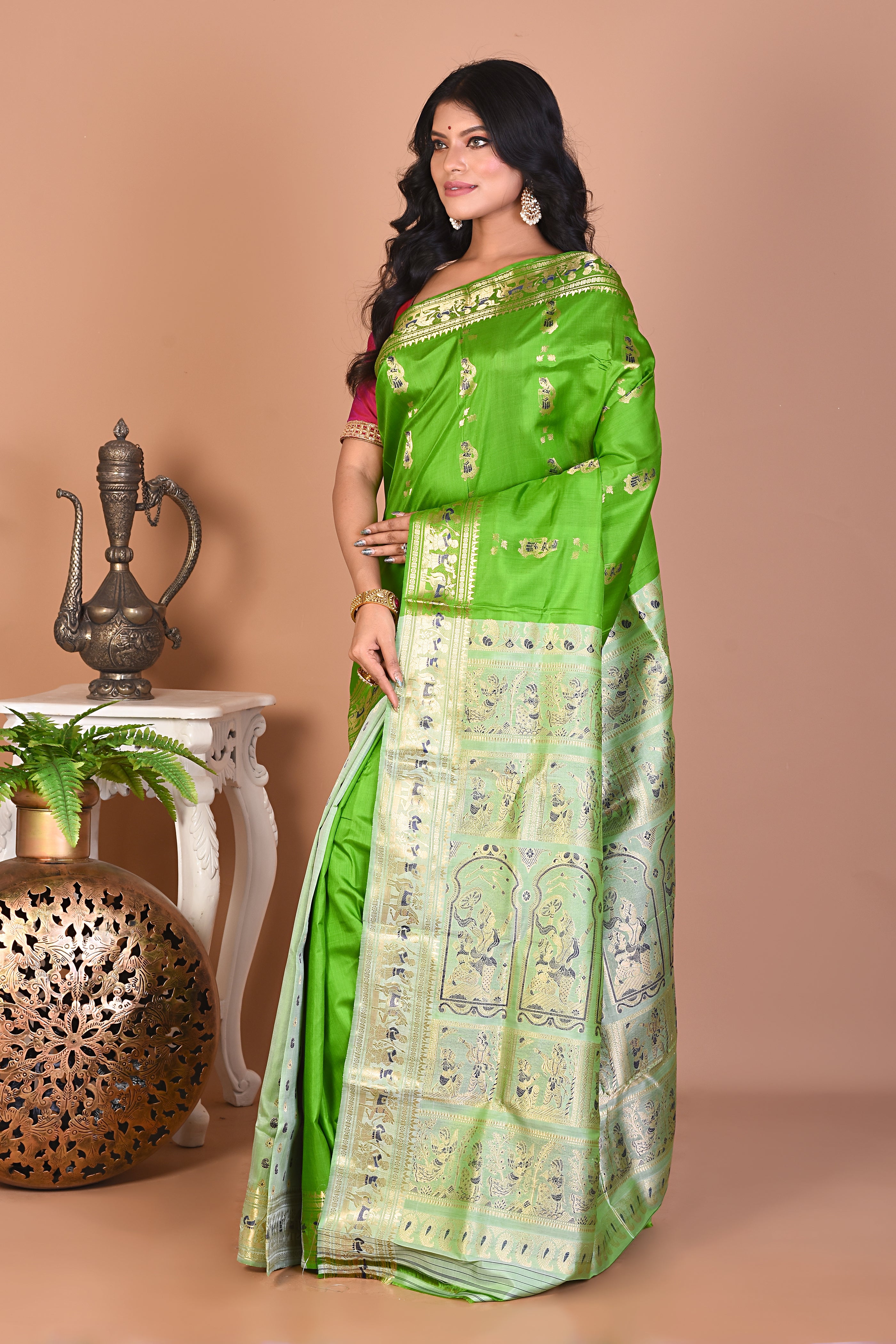 Elegant Light Green Pure Baluchari Saree - Keya Seth Exclusive