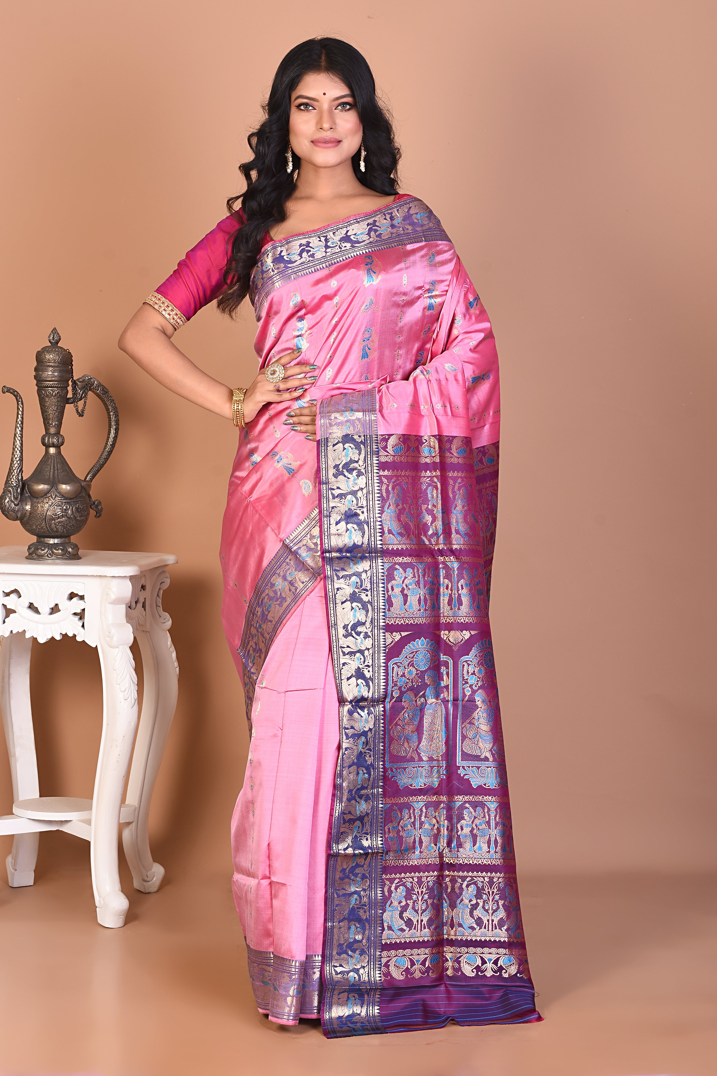 Elegant Light Pink Pure Baluchari Saree - Keya Seth Exclusive