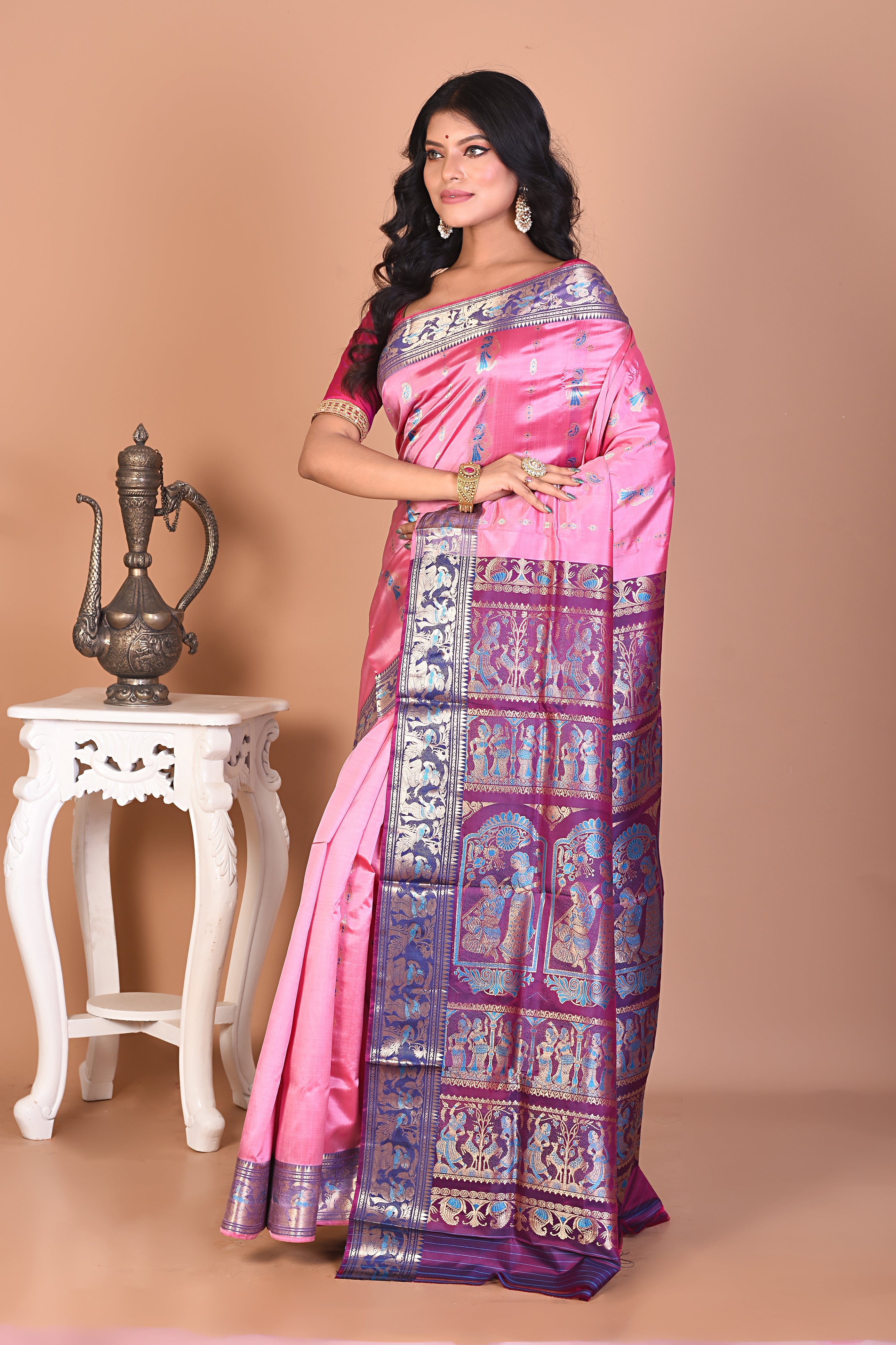 Elegant Light Pink Pure Baluchari Saree - Keya Seth Exclusive