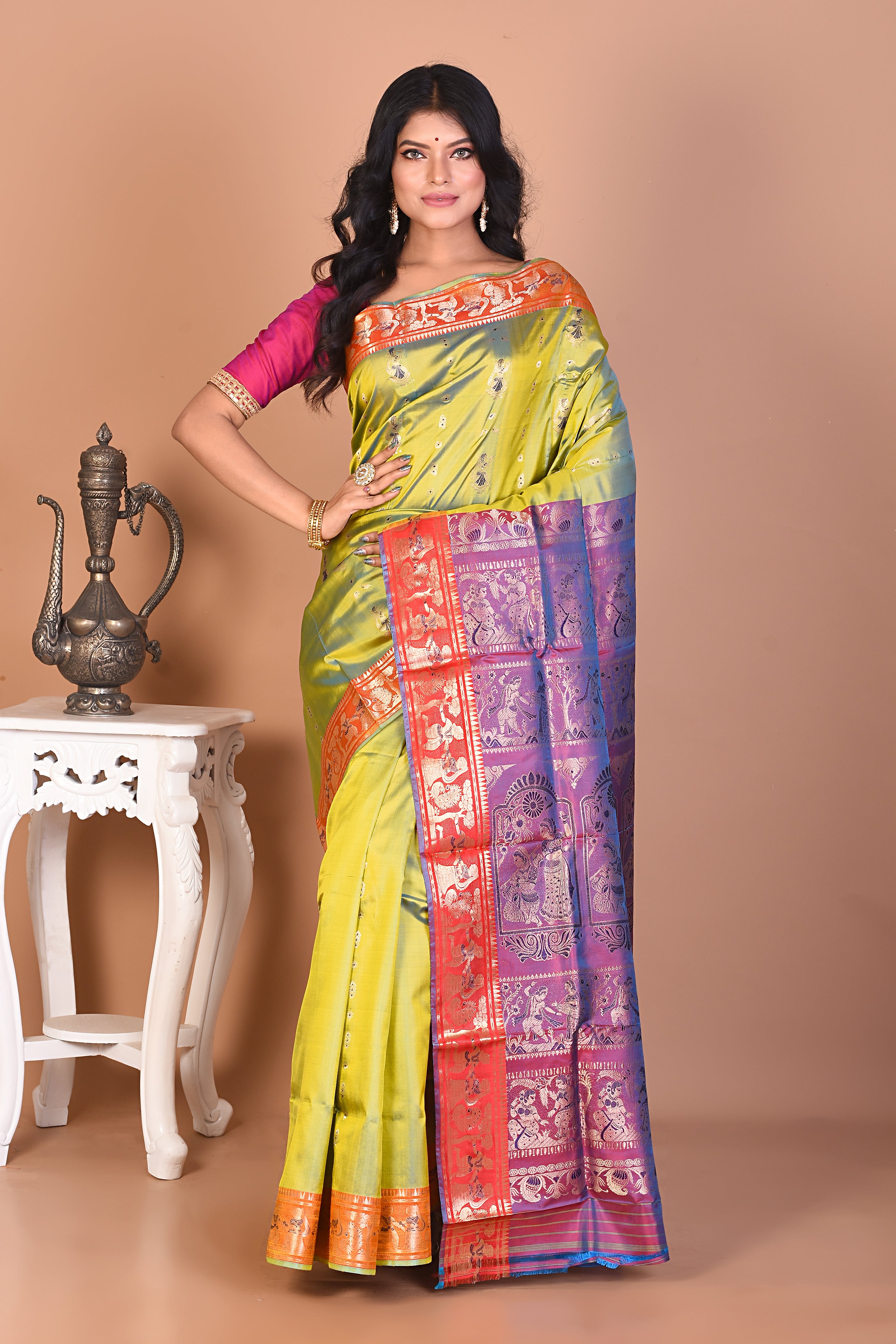 Elegant Green Pure Baluchari Saree - Keya Seth Exclusive