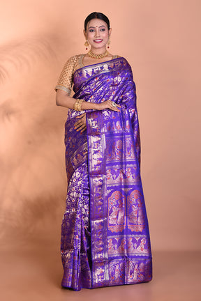 Purple Baluchari Pure Silk Saree - Keya Seth Exclusive