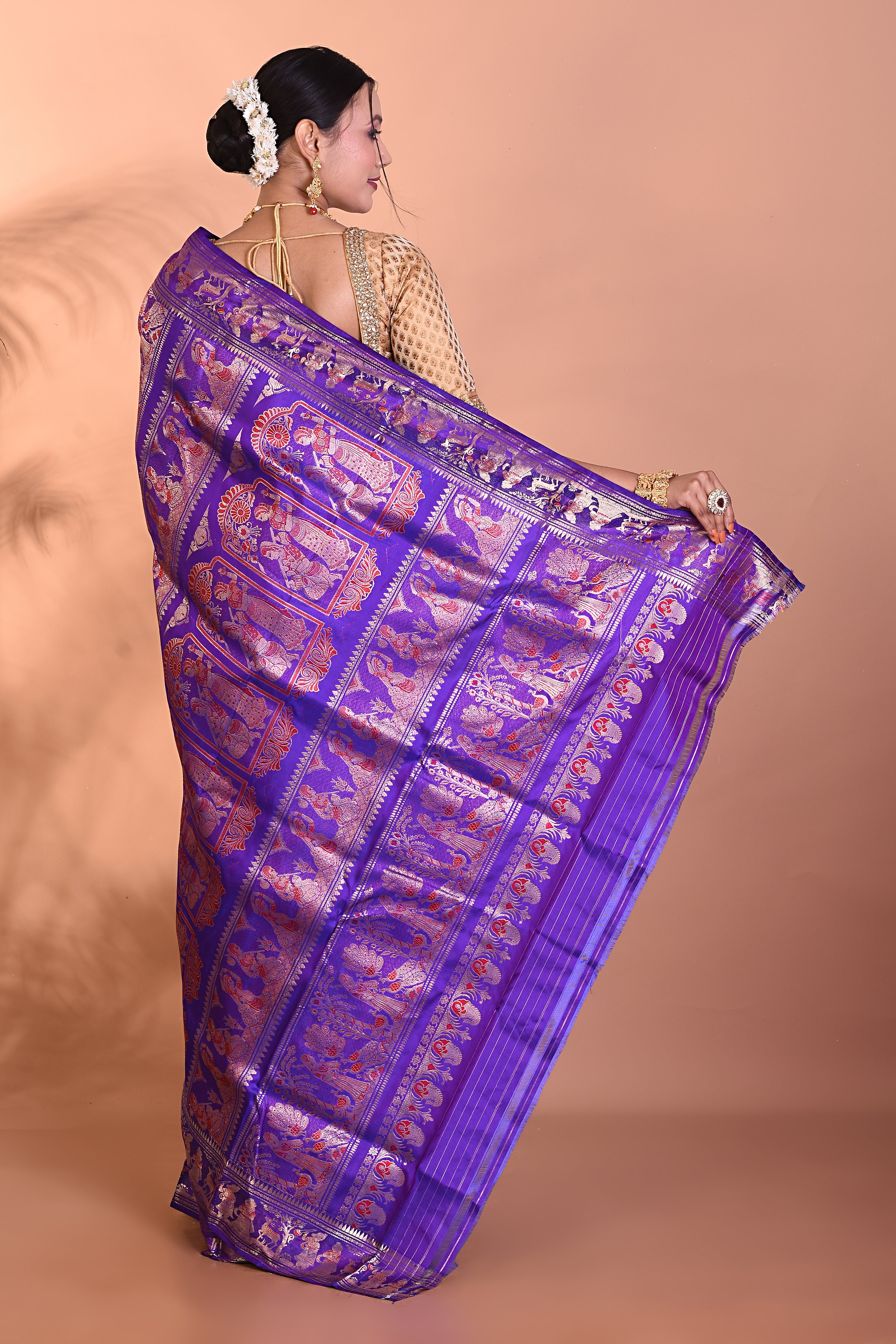 Purple Baluchari Pure Silk Saree - Keya Seth Exclusive