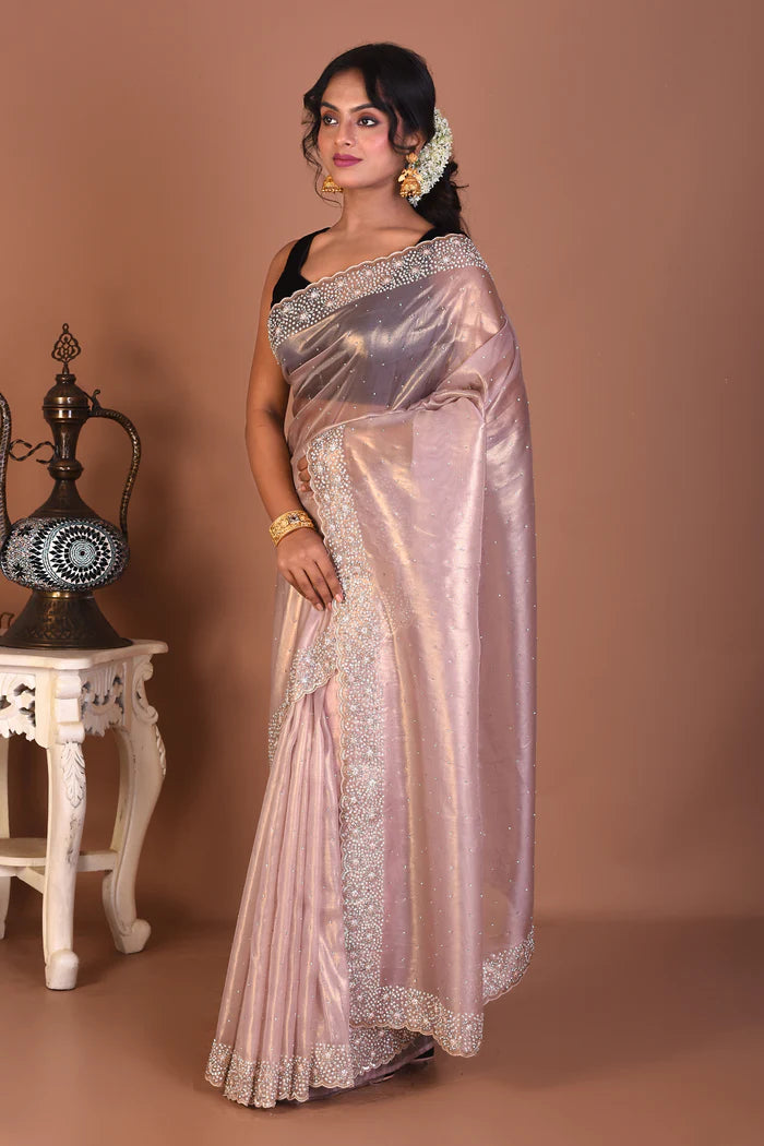 Baby Pink Organza Saree - Keya Seth Exclusive