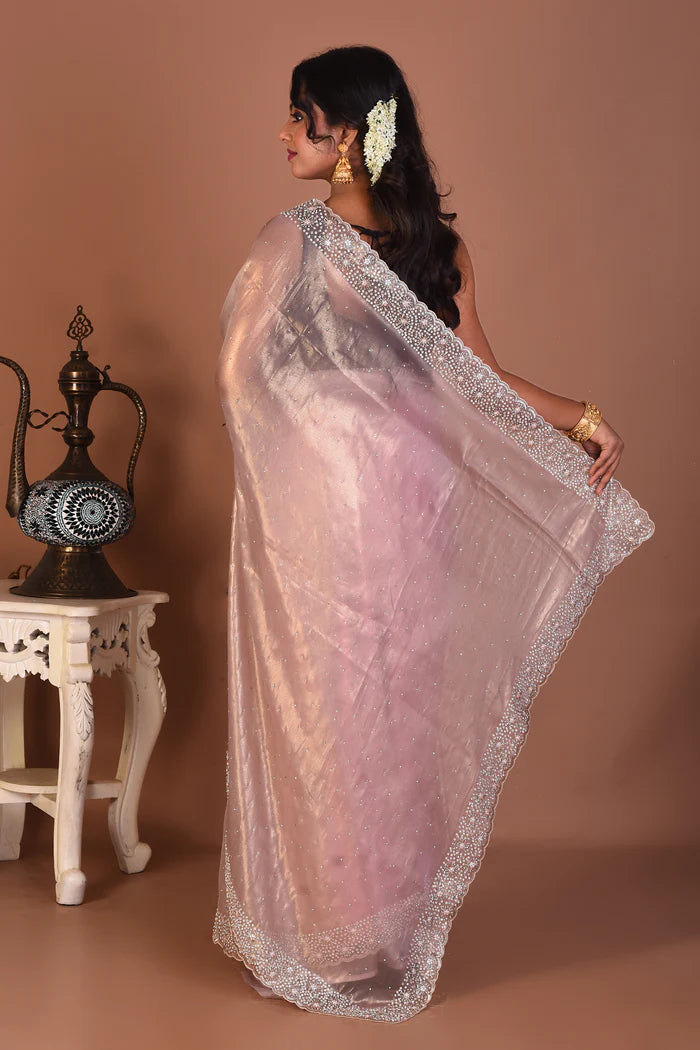 Baby Pink Organza Saree - Keya Seth Exclusive