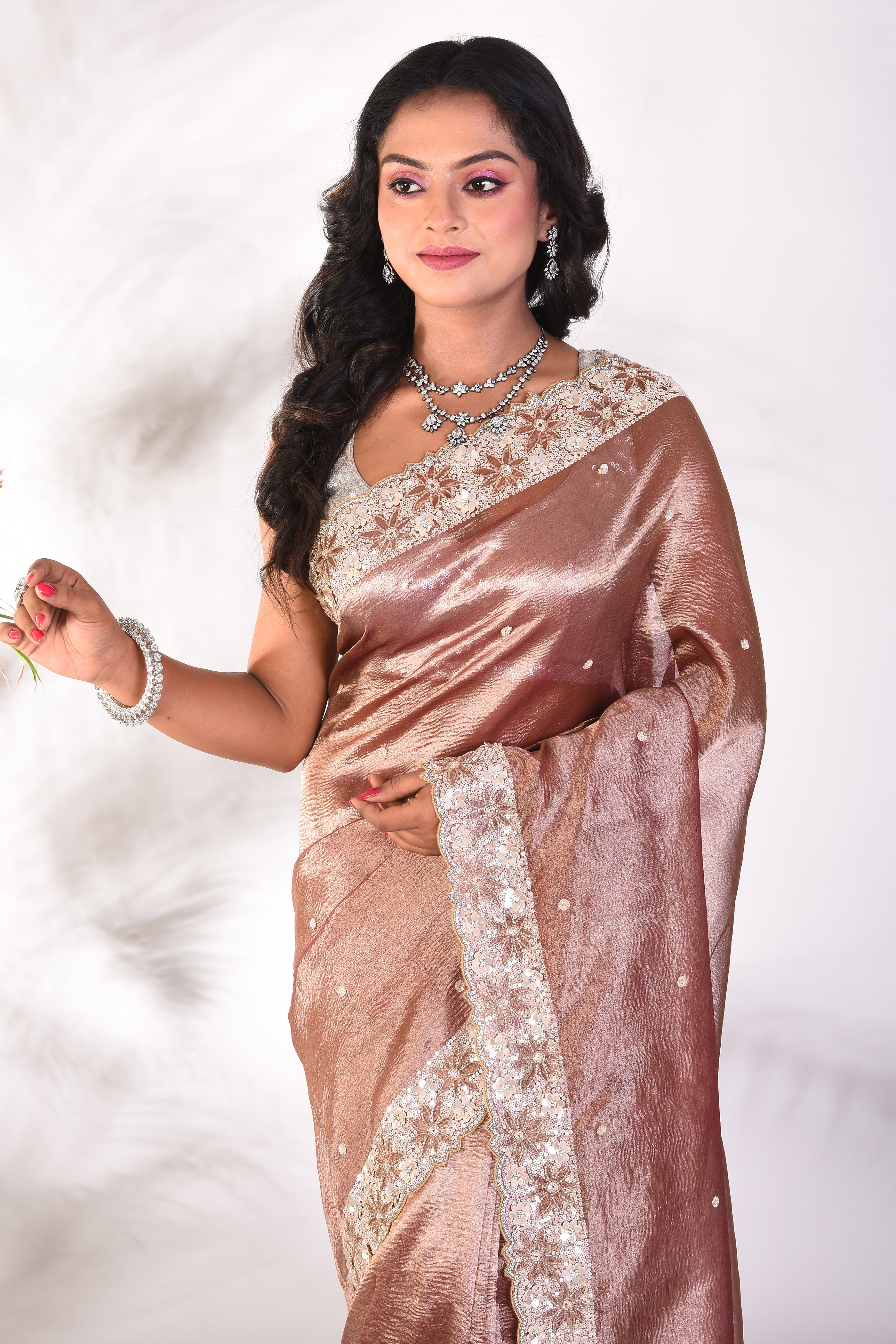 Fancy Brown Jimmy Choo Saree - Keya Seth Exclusive