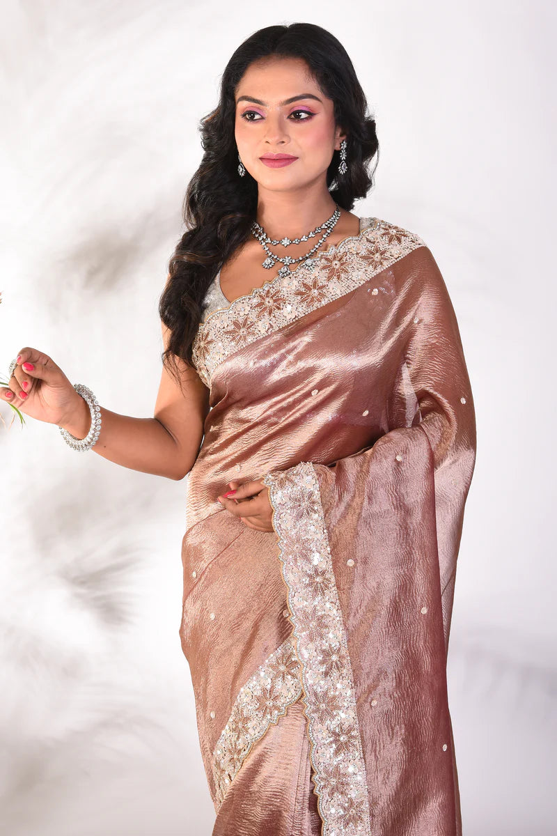 Fancy Brown Jimmy Choo Saree - Keya Seth Exclusive