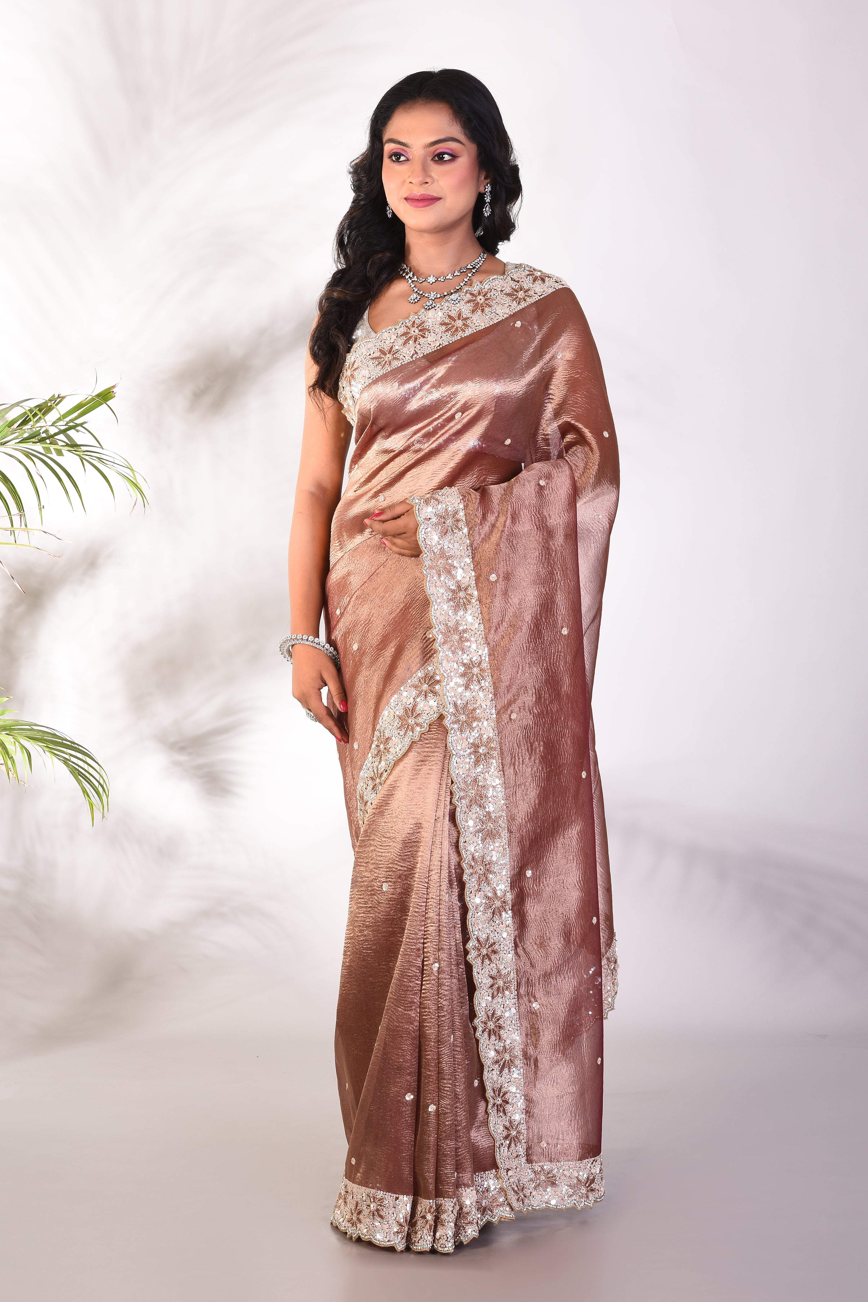 Fancy Brown Jimmy Choo Saree - Keya Seth Exclusive