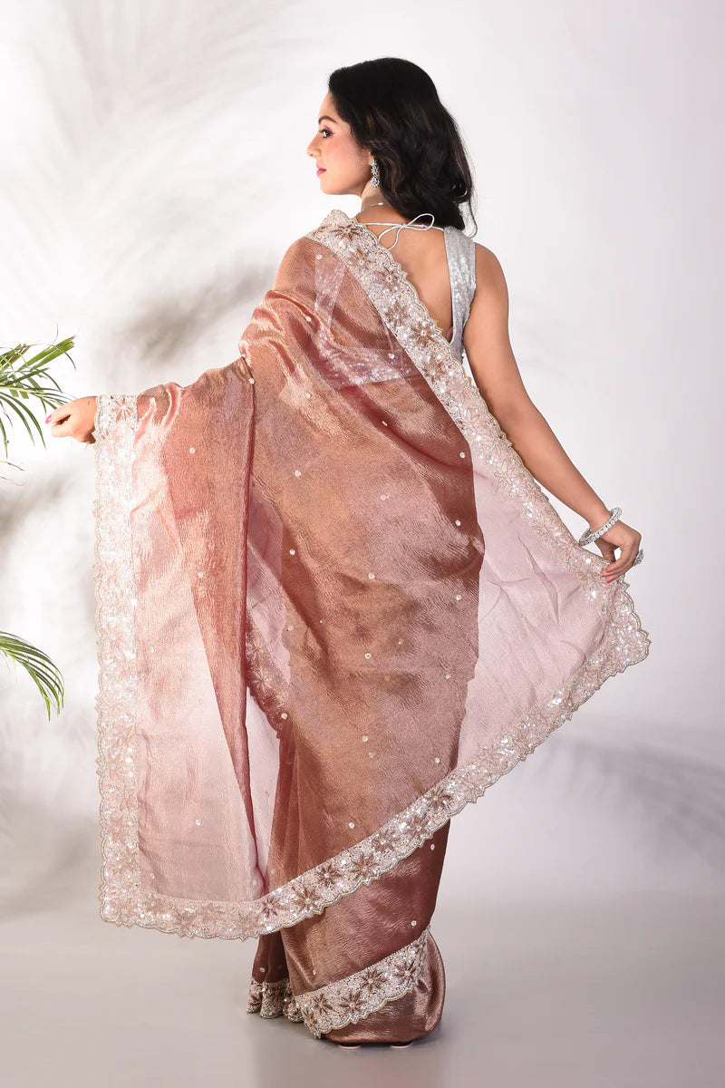 Fancy Brown Jimmy Choo Saree - Keya Seth Exclusive