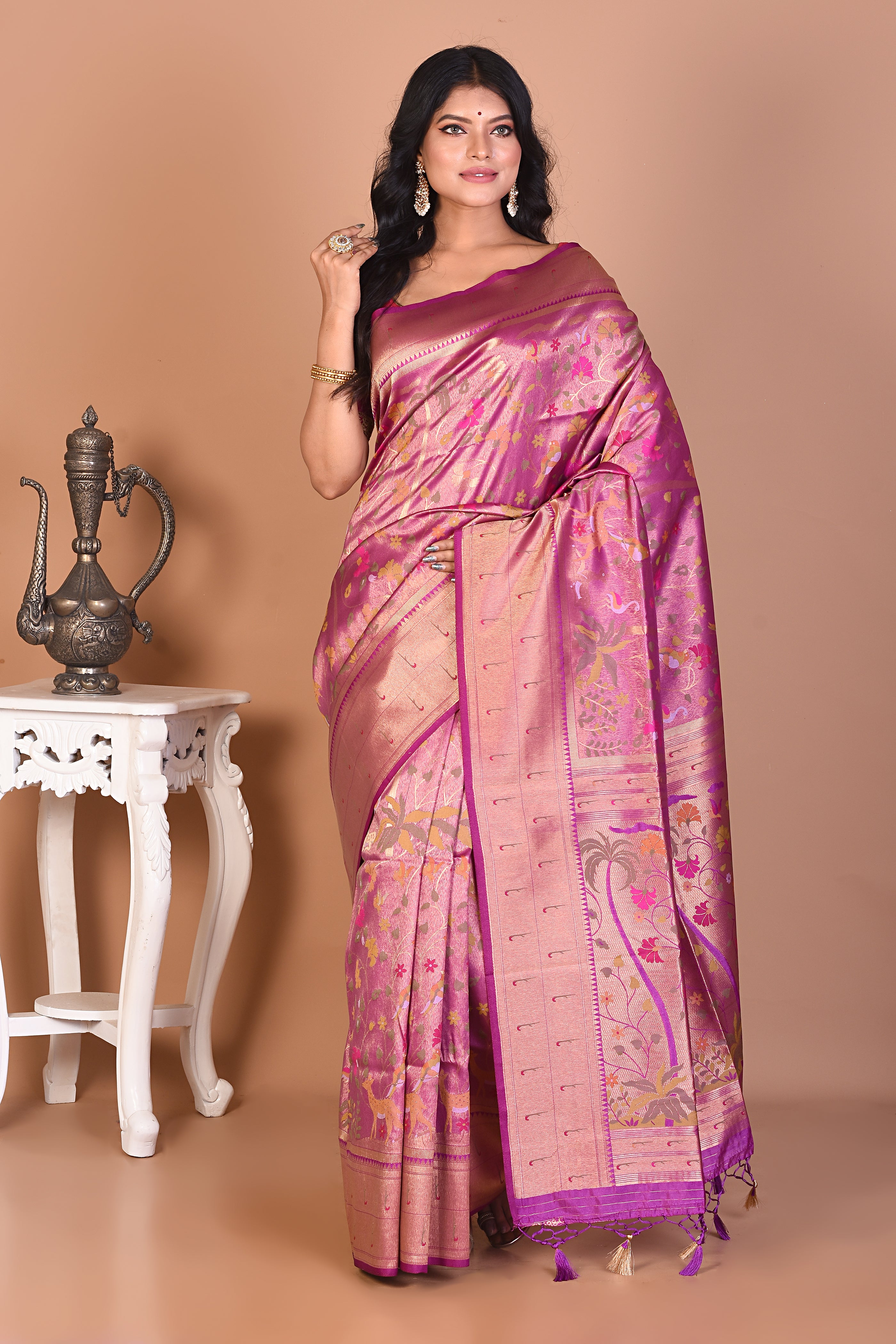 Magenta Blended Dupion Silk Saree - Keya Seth Exclusive