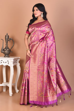 Magenta Blended Dupion Silk Saree - Keya Seth Exclusive