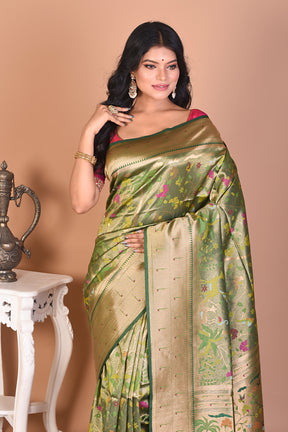 Green Dupion Silk Saree - Keya Seth Exclusive