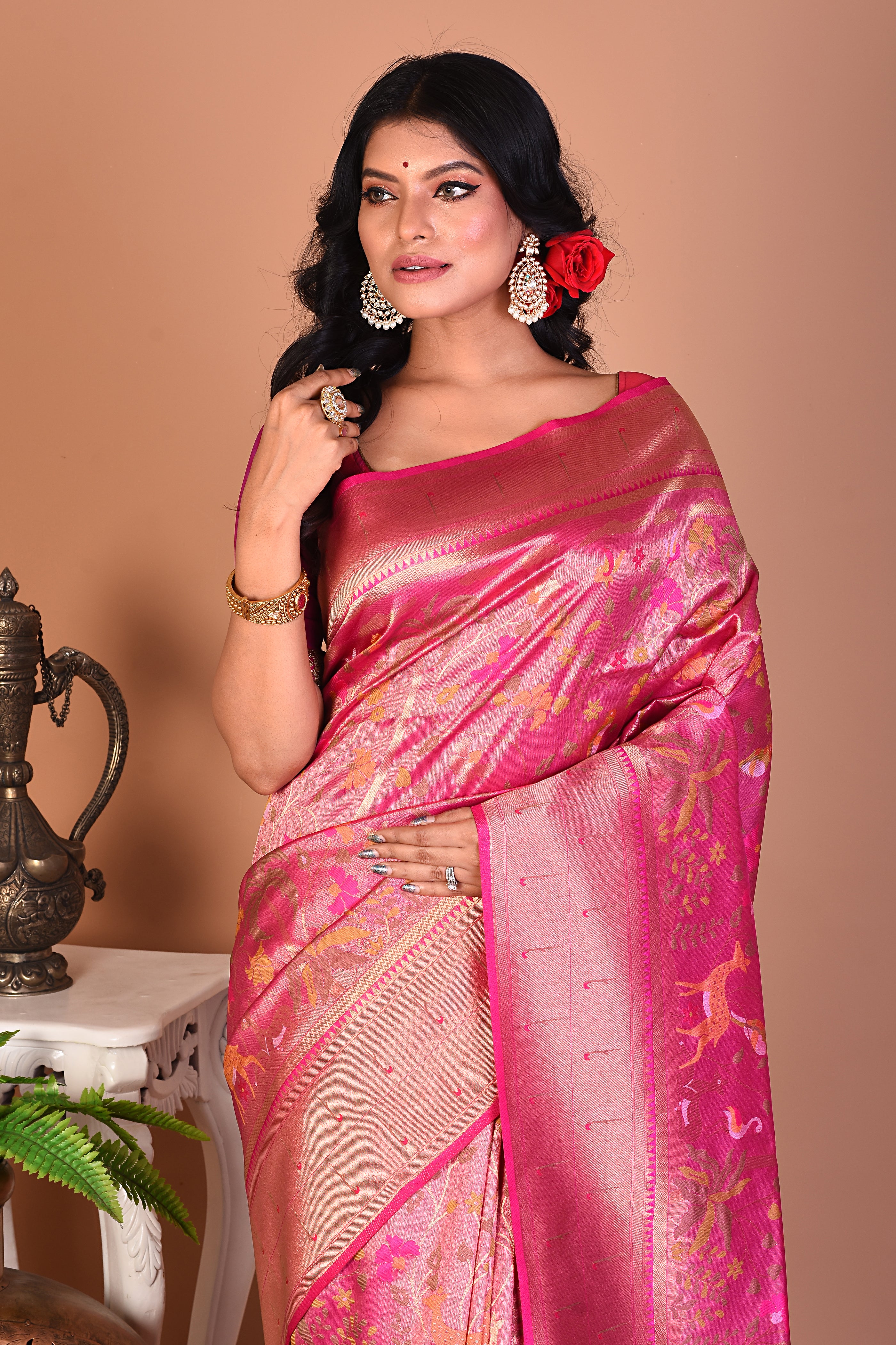 Pink Art Silk saree - Keya Seth Exclusive