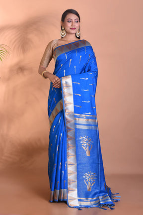 Blue Dupion Silk Saree - Keya Seth Exclusive