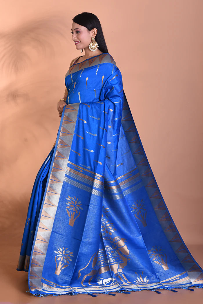 Blue Dupion Silk Saree - Keya Seth Exclusive