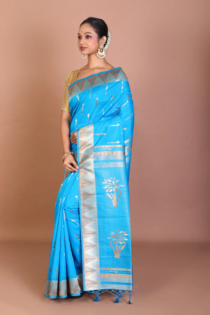 Blue Blended Dupion Silk Saree - Keya Seth Exclusive