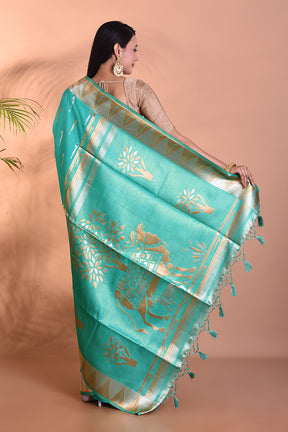 Sea Green Dupion Silk Saree - Keya Seth Exclusive